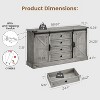 Farmhouse Entertainment Center with Sliding Barn Doors, Television Stands with Large 4 Drawers, Bar Handles - 4 of 4