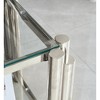 20" Square Modern Stainless Steel End Table with Double-Layer Tempered Glass and Storage - 4 of 4