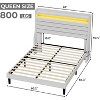 Whizmax Platform Bed Frame - Upholstered Linen Headboard with Storage, Charging Station & LED Lights, Wood Slat Support, No Box Spring - 2 of 4