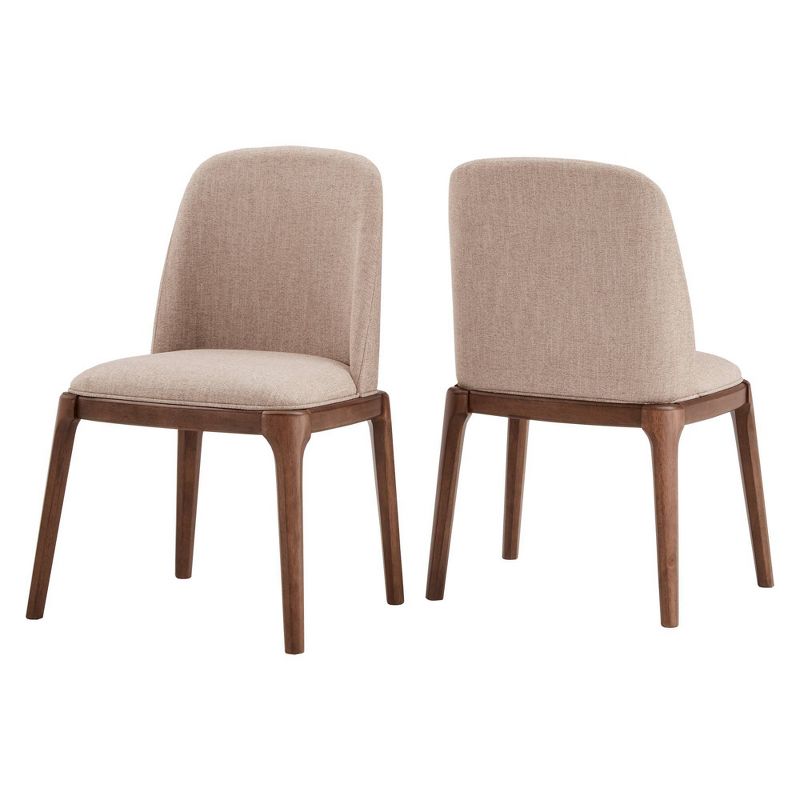 Set of 2 Kaiden Upholstered Side Chairs with Walnut Legs Brown - Inspire Q, 1 of 9