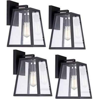 John Timberland Arrington Farmhouse Rustic Wall Sconce Set of 4 Mystic Black Hardwire 6 3/4" Fixture Clear Glass for Bedroom Home