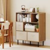 Costway 6-Cube Bookshelf with 3 Removable Folding Fabric Drawers Metal Legs for Living Room Natural/White - 4 of 4
