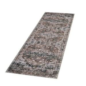 Washable Area Rugs Vintage Distressed Accent Rug with Non-Slip Backing - 1 of 4