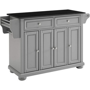 HomeStock  Alexandria Granite Top Rolling Kitchen Island Storage Cart, Microwave Stand, Spice Rack, Gray - 1 of 4