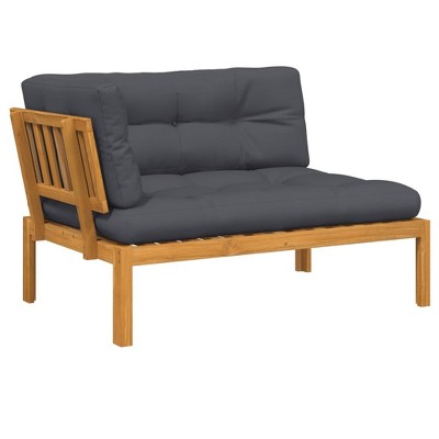 vidaXL Patio Pallet Corner Sofa with Cushions - Solid Acacia Wood, Anthracite, Modular Design for Garden/Patio/Terrace