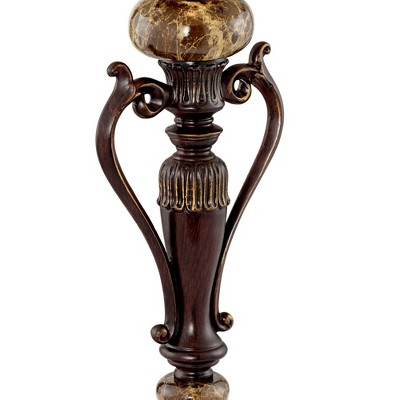 Bronze Alabaster Glass Shade Traditional Table Lamp Set