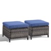 Buenhomino Patio Wicker Ottomans Set of 2, Multipurpose Outdoor Ottomans for Patio, Additional Seating, Footrest, Side Table, Removable Cushions - 2 of 4