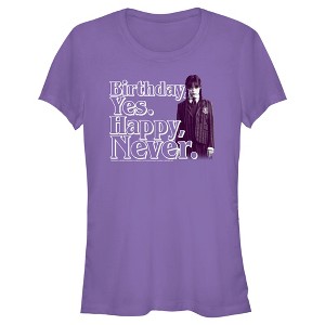 Juniors Womens Wednesday Birthday Yes, Happy Never T-Shirt - 1 of 4