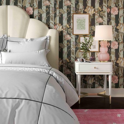 Julieta Cream Wood Nightstand with Brass Accents