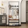WhizMax Hall Tree Shoe Bench for Entryway, Rustic, 8 Hooks, 3 Shelves - 3 of 4