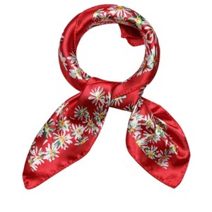 Allegra K Women's Floral Leopard Polka Dots Striped Print Square Kerchief Neck Scarf Shawl - 1 of 4