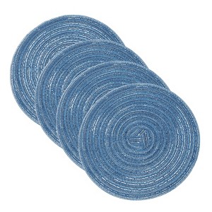 Unique Bargains Woven Braided Washable Decorative Round Placemat 4 Pcs - 1 of 4