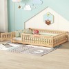 CAVINAS Kids Montessori Bed with Door,Wood Floor Bed with Safety Guardrails,Twin/Full/Queen Size Toddler Bed for Bedroom Playroom,White/Gray/Brown - 2 of 4
