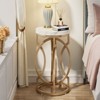 SEVOBAL End Tables Round Accent Side Table Marble Style Top with Elegant Metal Base for Living Room Bedroom , White Gold, 22.44"*26.38"*6.69" - 4 of 4