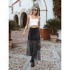 Nlife Women's 2 In 1 Lace Sheer Mesh Rave Skirt Star Print Elastic High Waist A Line Maxi Skirt Black M - 4 of 4
