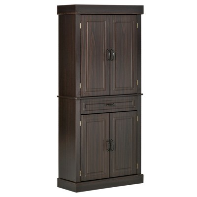 70.75" Freestanding Kitchen Pantry with 4 Doors, and 2 Large Cabinets, Tall Storage Cabinet with Wide Drawer for Kitchen Dining Room