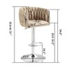 360°Swivel Bar Stools Set of 2, Adjustable Counter Height Bar Chairs with Woven Back & Footrest,for Kitchen Island, Cafe, Pub - 3 of 4