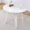 42 Inch Round Dining Table with Metal Legs Minimalist Kitchen Table or Breakfast Table for Dining Room, Small Spaces, or Meeting AreaThe Pop Home - 3 of 4