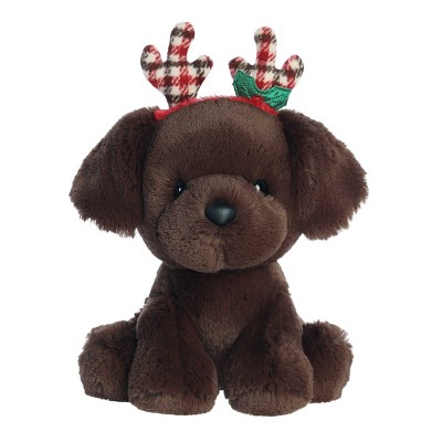 Aurora Medium Brown Holiday Holiday Cheer 7.5" Rudy Chocolate Lab Festive Stuffed Animal