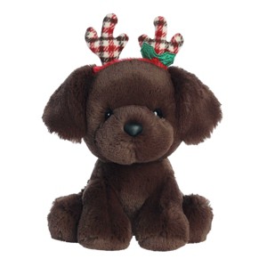 Aurora Medium Brown Holiday Holiday Cheer 7.5" Rudy Chocolate Lab Festive Stuffed Animal - 1 of 4