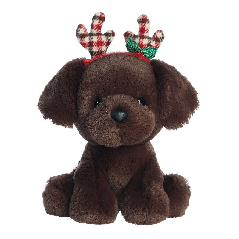 Aurora Medium Brown Holiday Holiday Cheer 7.5" Rudy Chocolate Lab Festive Stuffed Animal, 1 of 5
