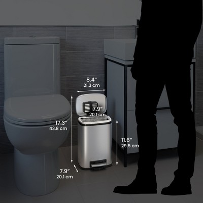 Stainless Steel Fingerprint Resistant Step Trash Can Combo Set