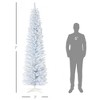 7' Decorated Christmas Tree Snow Flocked Artificial Christmas Tree with Pencil Shape, Realistic Branches - 3 of 4