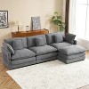 Whisen 112" Modern Design Modular Sofa Couch Upholstered Corduroy L-Shape Sectional Sofa with Side Storage Pockets - 2 of 4