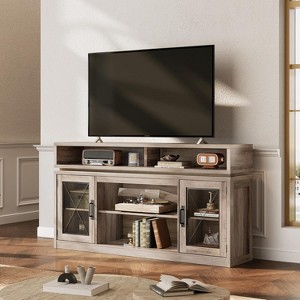 GALAXHERO Farmhouse TV Stand for 65 Inch TV with LED Lights, Rustic Entertainment Center with Storage Cabinets for Living Room or Bedroom - 1 of 4