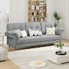 Acekool 84" Living Room Sofa, Curved Armrests with Removable Pillows and Side Pockets, Teddy Wool Couch for Modern Home - 2 of 4