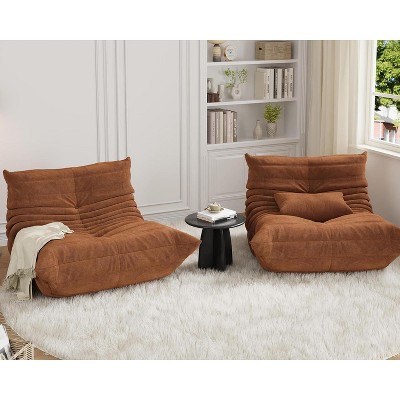 Coucheta L-Shaped Modular Sectional Sofa - Memory Foam Couch with Deep Seating, Brown Upholstery