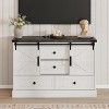 Zstar TV Stands for Living Room, 45" Farmhouse Entertainment Center with Sliding Barn Doors & Large Drawers - 2 of 4