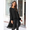 Seta T Women's Lantern Long Sleeve Round Neck High Low Irregular Hem Casual Blouse - 3 of 4