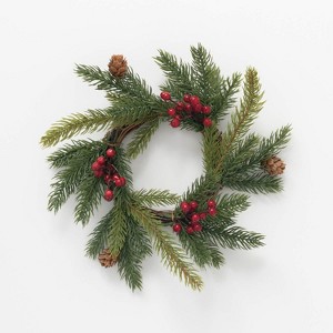 Sullivans Artificial White Spruce and Berry Wreath 10"H Green - 1 of 2