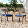 Set of 2 Acacia Wood Outdoor Dining Chairs with Cushions, Patio Dining Chair Teak Look with Beige Rope, Outdoor Dining Chair Set for Balcony-Koiai - 3 of 4