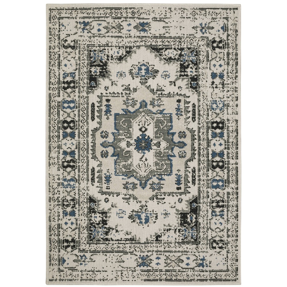 Photos - Area Rug 6'7"x9'2" Trinity Distressed Traditional Patio  Beige/Gray - Capti