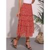 INSPIRE CHIC Women's Floral Elastic Waist Tiered Ruffle Boho Midi Skirts - 3 of 4