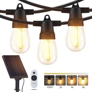 Brightech 12-Bulb LED Ambience Pro Solar 4W 27ft 3000K S14 Outdoor String Lights Clear Bulb Black Wire - 1 of 4