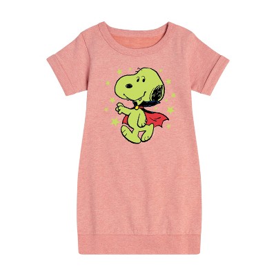 Girls' - Peanuts - Vampire Snoopy Stars Graphic Short Sleeve Fleece Dress
