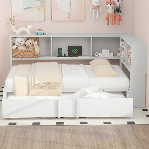 YOOCOZZ Full Size Metal Daybed with Twin Trundle, Storage Space, and USB Ports - 1 of 4