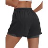 Pinspark Athletic Shorts for Women High Waisted Workout Short 2 in 1 Running Shorts Gym Shorts with Zipper Pockets Black S - 2 of 4