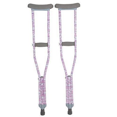 My Crutches - Fashion Designed Youth Junior Crutches for Kids/Teens/Adults w Adjustable Handgrip and Length - Pink CAMO - for Heights 4'5" to 5'2" -