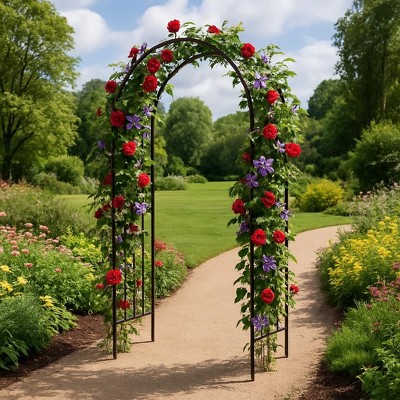 Metal Garden Arbor Wedding Arch, Outdoor Garden Trellis for Climbing Plants, Patio & Lawn Decorative Arch, Party & Ceremony, Black