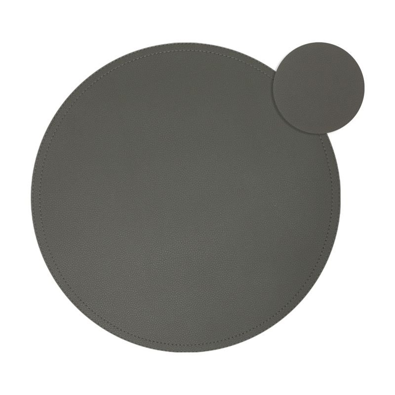 Juvale Set of 6 Faux Leather Round Placemats and 6 Circle Coasters for Dining Table, Dark Gray, 3 of 9