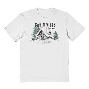 Rerun Island Men's Christmas Cabin Vibes Short Sleeve Graphic Cotton T-shirt