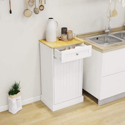 Vynxaria One Drawers and One-Compartment Tilt-Out Trash Cabinet Kitchen Trash Cabinet-White