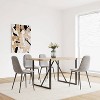Vynxaria 4 Piece Set Beige/Gray Linen Spoon - Shaped Dining Chairs, Sturdy Black Legs - 4 of 4