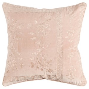 20"x20" Oversize Poly Filled Solid Square Throw Pillow Cover Blush - Rizzy Home: Cotton, Reversible, Zippered - 1 of 4