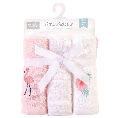 Super Soft Pink and White Cotton Baby Washcloth Set