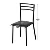 VECELO Set of 2 Upholstered Dining Chairs Metal Slat High Back Chair Modern Cushioned Seat Black - 3 of 4